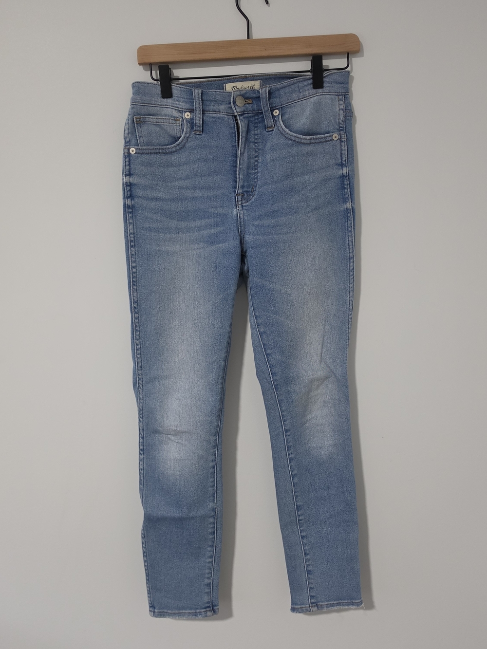 Madewell 10" High-Rise Skinny Crop Jeans Light Wash Raw Hem Size 25